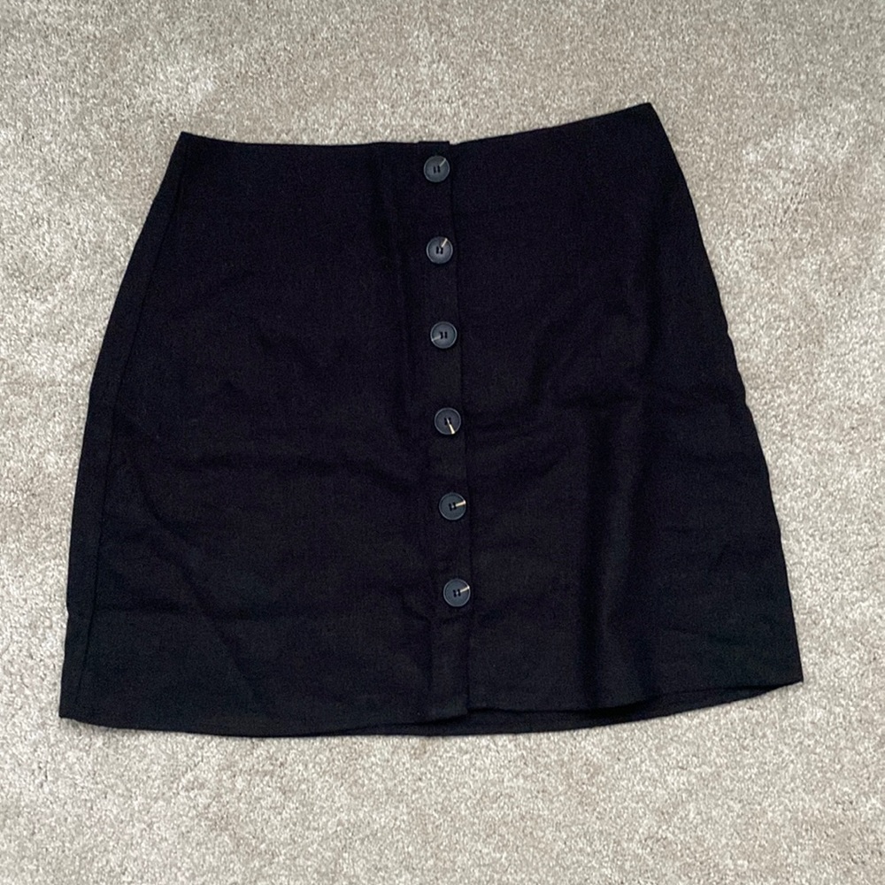 Black linen mini skirt